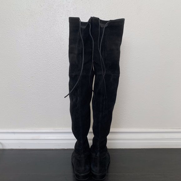 Stuart Weitzman Black Suede Lowland Over-The-Knee Boots - Picture 6 of 16